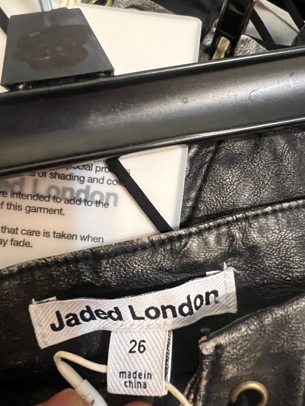 Jaded London Black Faux Leather Lace-Up Short Shorts. Size 26 - Picture 11 of 12